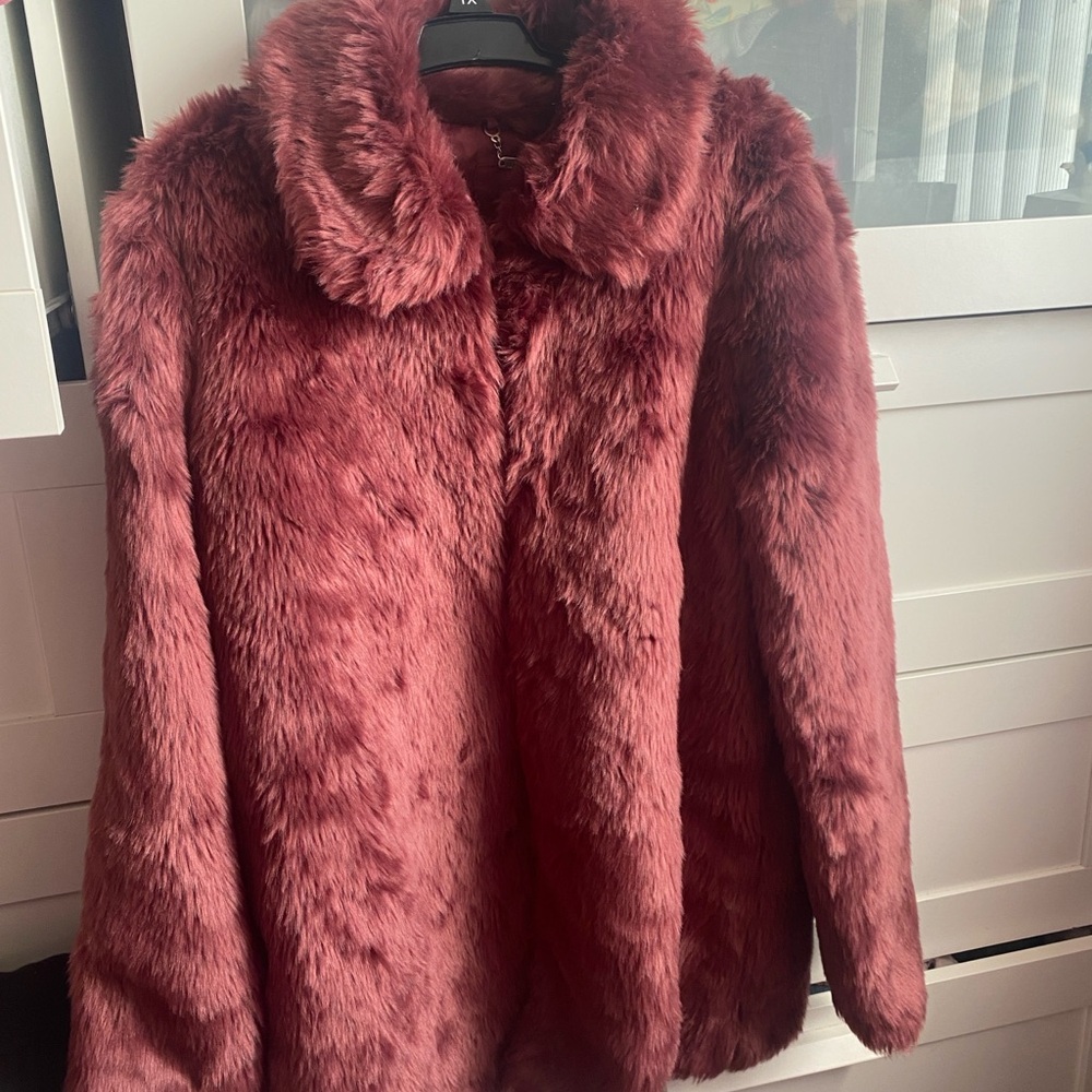 Jou Jou Plush Teddy Jacket in Deep Burgundy